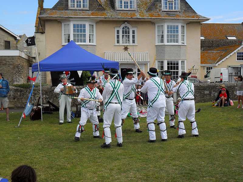 Uplyme Morris Men dancing on Harbour Green